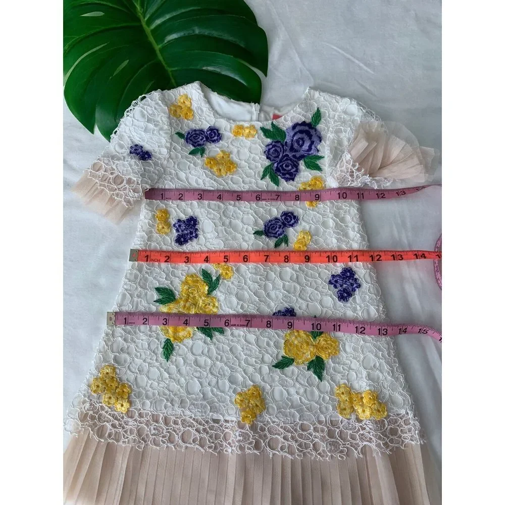 NEW $248 Tadashi Shoji Kids Bella Blossom Lace Dress Ivory [Girls‎ SZ 4 ] #G353